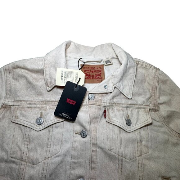 Levi’s Women Stone washed beige Cotton Denim Original Trucker Jacket NWT Large - Picture 9 of 12